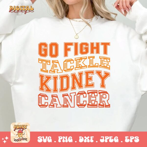 Kidney Cancer Awareness Png Svg, Go Fight Tackle Kidney Cancer Football Svg Cricut, Orange Ribbon Png Sublimation Designs - Image 2