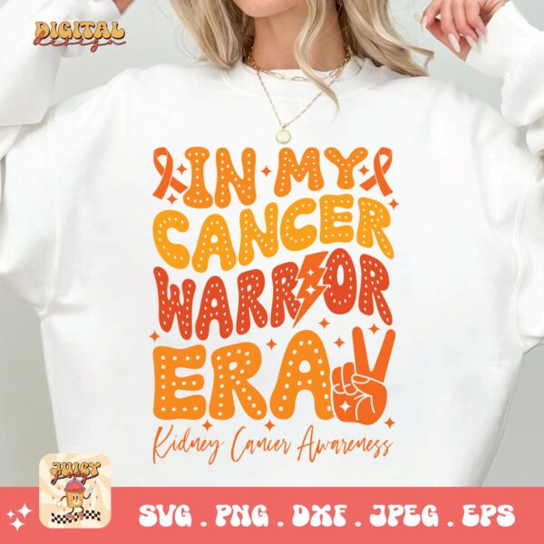 Kidney Cancer Awareness Png Svg, In My Cancer Warrior Era Svg Cricut, Orange Ribbon Png Sublimation Designs - Image 2