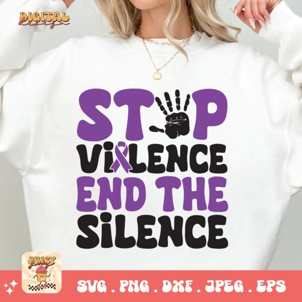 Domestic Violence Awareness Svg Png, Stop Violence End The Silence Svg, Domestic Abuse Svg Cricut File Sublimation - Image 2