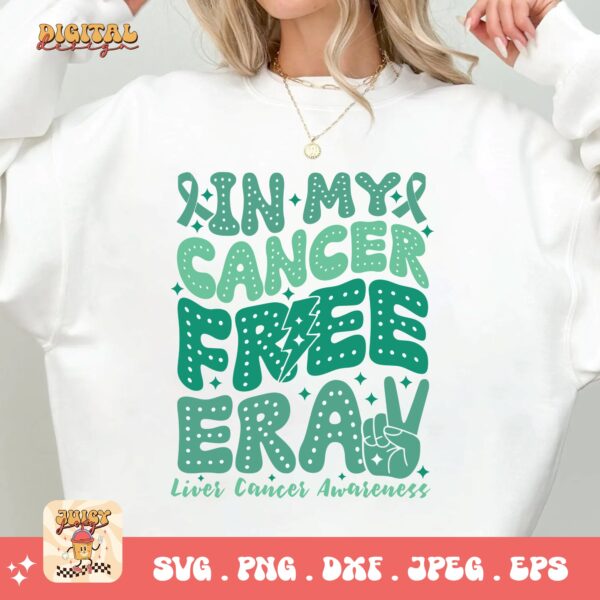 In My Cancer Free Era Svg, Liver Cancer Awareness Svg Png, Emerald Green Ribbon Svg Cricut Sublimation Design - Image 2