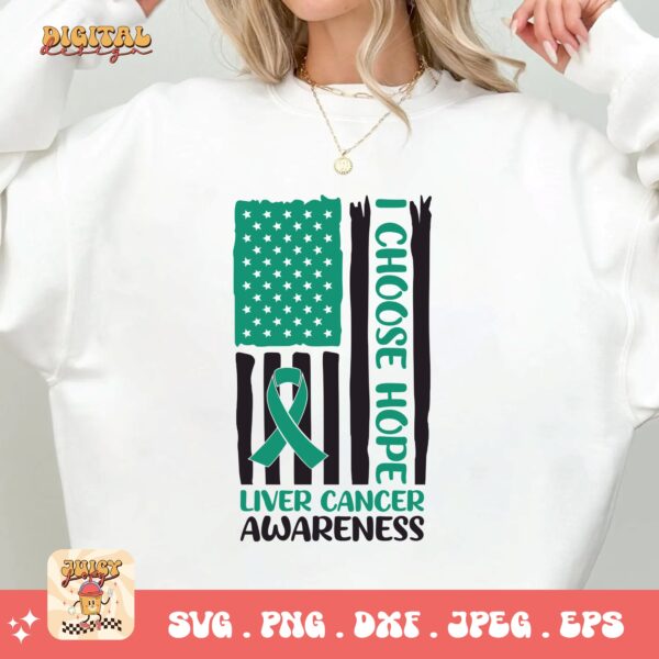 Liver Cancer Flag Svg, Liver Cancer Awareness Svg Png, Emerald Green Ribbon Svg Cricut Sublimation Design - Image 2