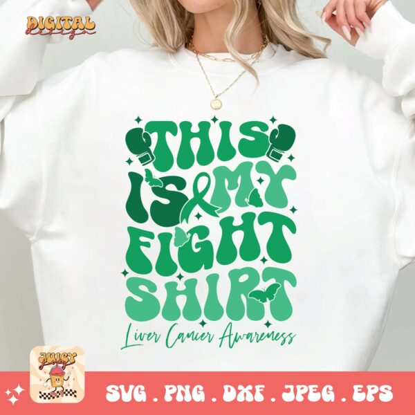 This is My Fight Shirt Svg, Liver Cancer Awareness Svg Png, Emerald Green Ribbon Svg Cricut Sublimation Design - Image 2