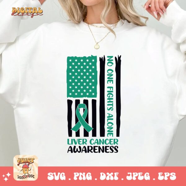 Liver Cancer Flag Svg, Liver Cancer Awareness Svg Png, Emerald Green Ribbon Svg Cricut Sublimation Design - Image 2