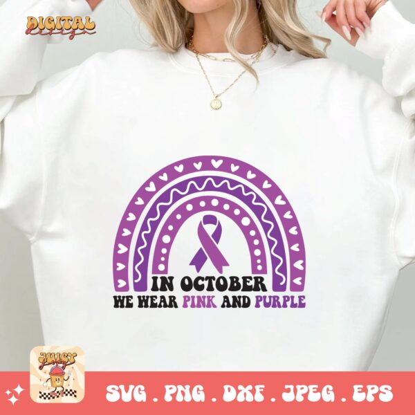 Domestic Violence Awareness Svg Png, In October We Wear Pink And Purple Svg, Domestic Abuse Svg Cricut File Sublimation - Image 2