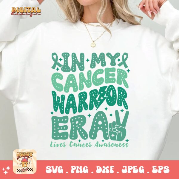 In My Cancer Warrior Era Svg, Liver Cancer Awareness Svg Png, Emerald Green Ribbon Svg Cricut Sublimation Design - Image 2