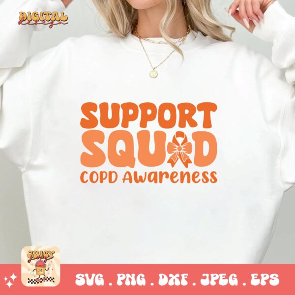 Support Squad Svg Png, Copd Awareness Svg Png, Orange Ribbon, Chronic Obstructive Pulmonary Disease Svg - Image 2