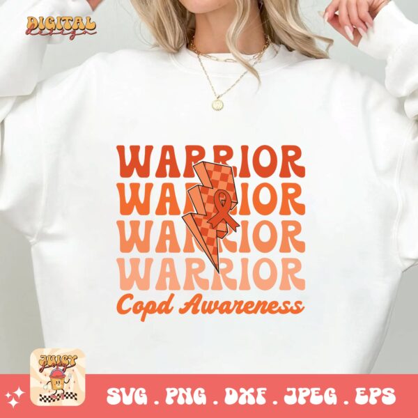 Copd Warrior Svg Png, Copd Awareness Svg Png, Orange Ribbon, Chronic Obstructive Pulmonary Disease Svg - Image 2