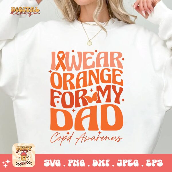 I Wear Orange For My Dad Svg Png, Copd Awareness Svg Png, Orange Ribbon, Chronic Obstructive Pulmonary Disease Svg - Image 2