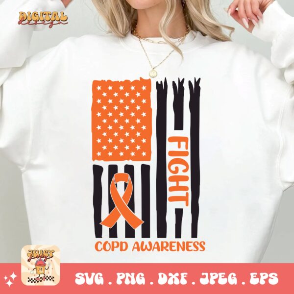 Copd Awareness Flag Svg Png, Copd Awareness Svg Png, Orange Ribbon, Chronic Obstructive Pulmonary Disease Svg - Image 2