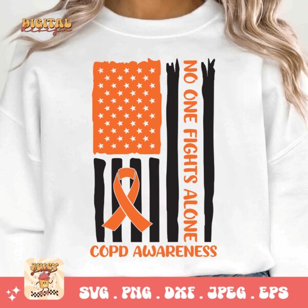Copd Awareness Flag Svg Png, Copd Awareness Svg Png, Orange Ribbon, Chronic Obstructive Pulmonary Disease Svg - Image 3