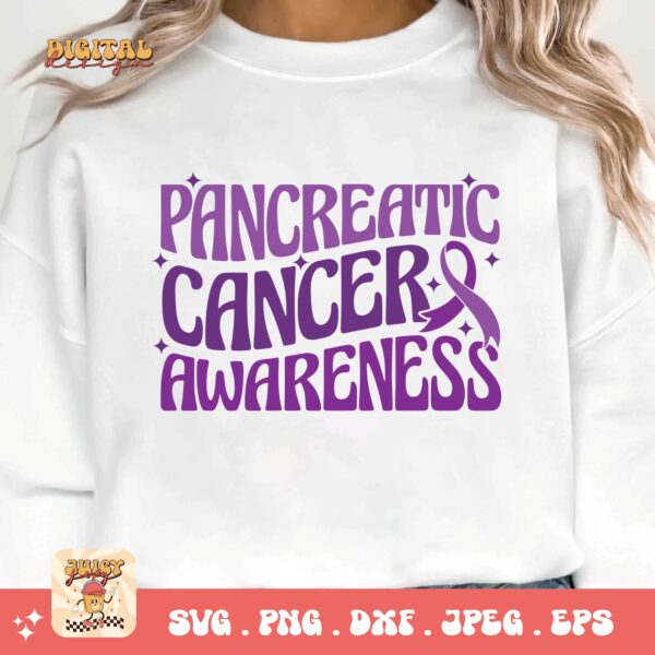 Pancreatic Cancer Awareness Svg Png, Pancreatic Cancer Awareness Svg, Purple Ribbon Svg Png Cricut Sublimation Design - Image 2