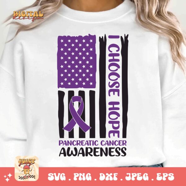 Pancreatic Cancer Awareness Svg Png, Pancreatic Cancer Flag Svg, Purple Ribbon Svg Png Cricut Sublimation Design - Image 2