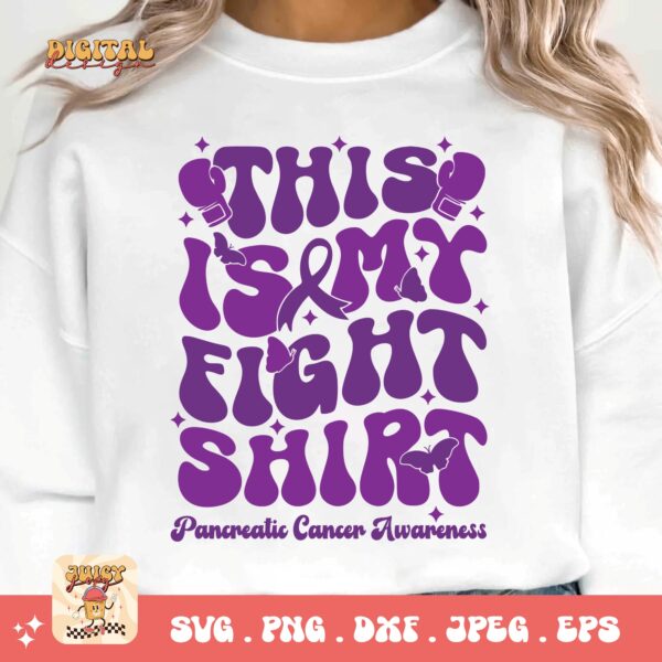 Pancreatic Cancer Awareness Svg Png, This Is My Fight Shirt Svg, Purple Ribbon Svg Png Cricut Sublimation Design - Image 2