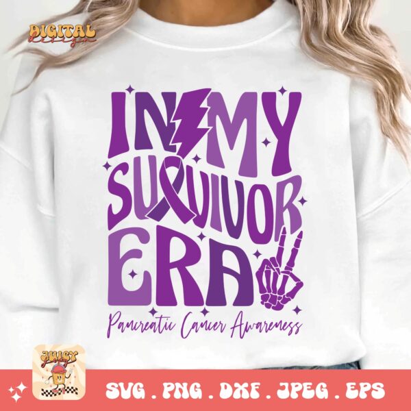 Pancreatic Cancer Awareness Svg Png, In My Survivor Era Svg, Purple Ribbon Svg Png Cricut Sublimation Design - Image 2