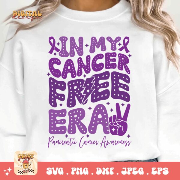 Pancreatic Cancer Awareness Svg Png, In My Cancer Free Era Svg, Purple Ribbon Svg Png Cricut Sublimation Design - Image 2