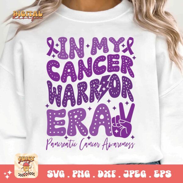 Pancreatic Cancer Awareness Svg Png, In My Cancer Warrior Era Svg, Purple Ribbon Svg Png Cricut Sublimation Design - Image 2