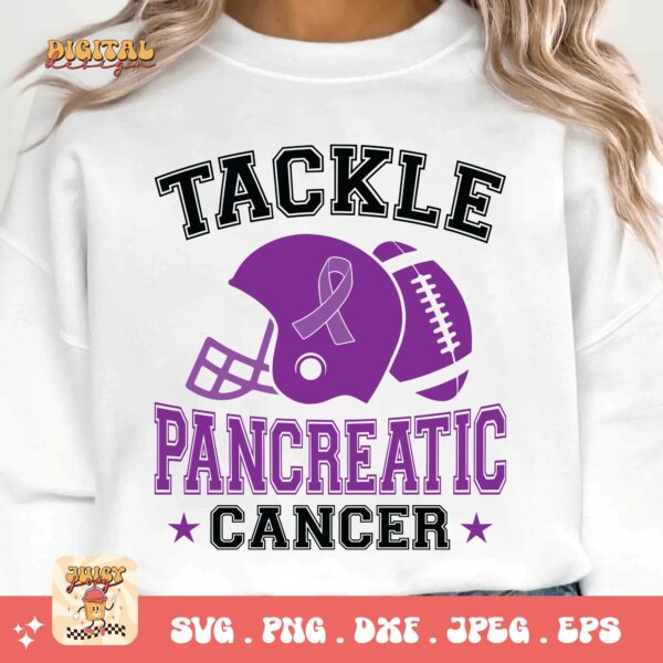 Pancreatic Cancer Awareness Svg Png, Tackle Pancreatic Cancer Svg, Purple Ribbon Svg Png Cricut Sublimation Design - Image 2