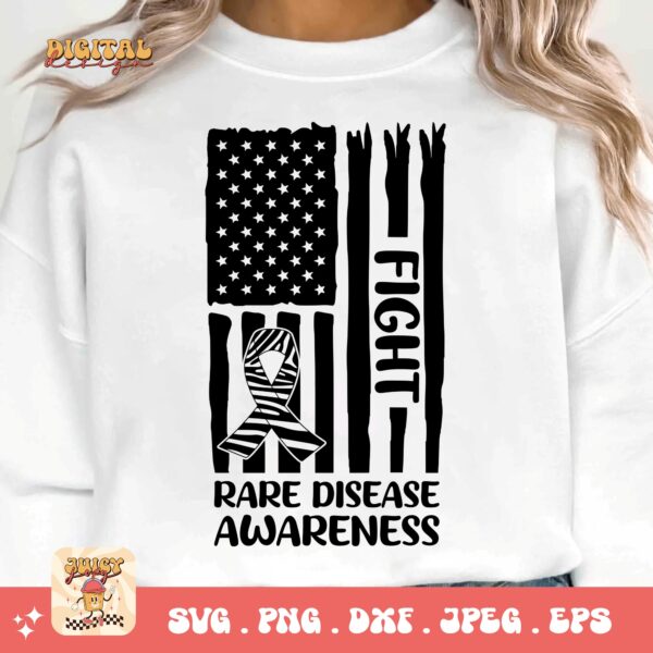 Rare Disease Flag Png Svg, Rare Disease Support Svg, Ehlers danlos Syndrome Png Cricut Designs, Zebra Ribbon Svg - Image 3