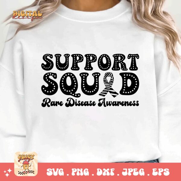 Support Squad Png Svg, Rare Disease Support Svg, Ehlers danlos Syndrome Png Cricut Designs, Zebra Ribbon Svg - Image 3
