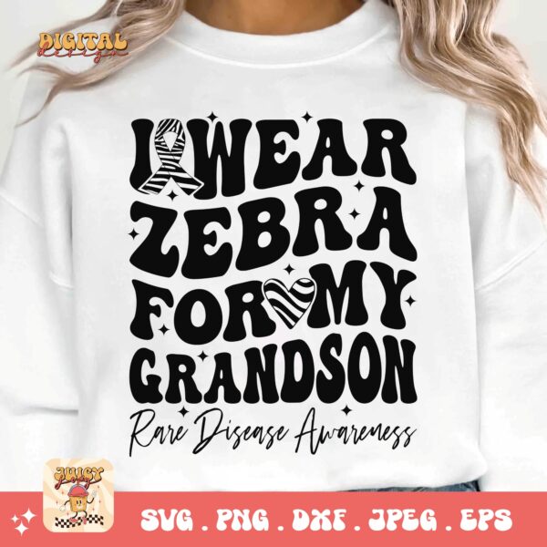 I Wear Zebra for My Grandson Png Svg, Rare Disease Support Svg, Ehlers danlos Syndrome Png Cricut Designs, Zebra Ribbon Svg - Image 3