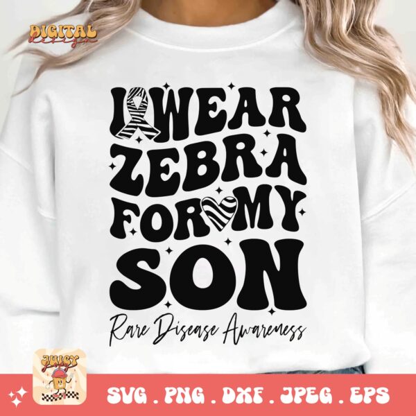 I Wear Zebra for My Son Png Svg, Rare Disease Support Svg, Ehlers danlos Syndrome Png Cricut Designs, Zebra Ribbon Svg - Image 3