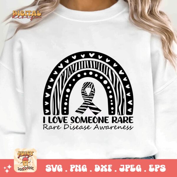 I Love Someone Rare Png Svg, Rare Disease Support Svg, Ehlers danlos Syndrome Png Cricut Designs, Zebra Ribbon Svg - Image 3