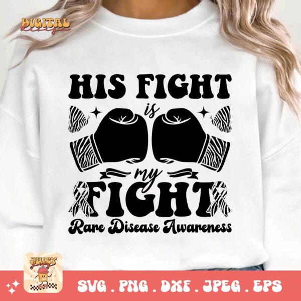 His Fight Is My Fight Png Svg, Rare Disease Support Svg, Ehlers danlos Syndrome Png Cricut Designs, Zebra Ribbon Svg - Image 3