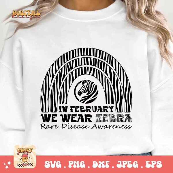 In February We Wear Zebra Png Svg, Rare Disease Support Svg, Ehlers danlos Syndrome Png Cricut Designs, Zebra Ribbon Svg - Image 3