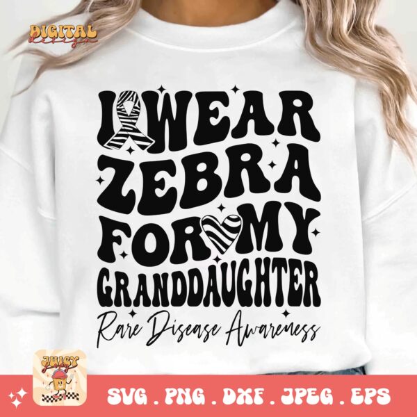I Wear Zebra for My Granddaughter Png Svg, Rare Disease Support Svg, Ehlers danlos Syndrome Png Cricut Designs, Zebra Ribbon Svg - Image 3