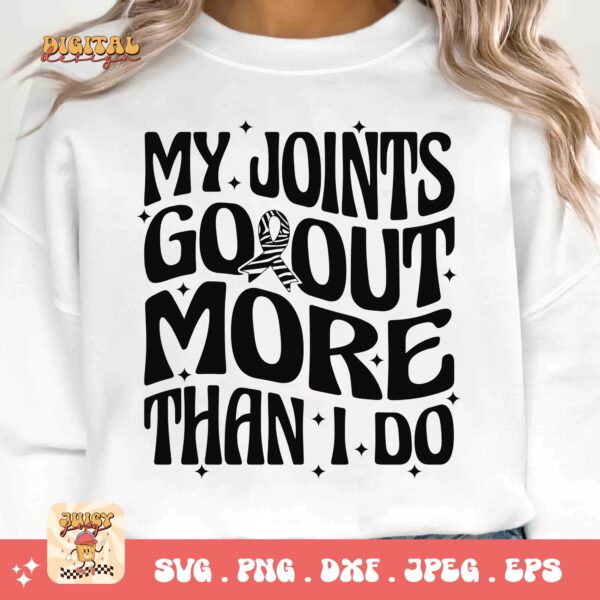 My Joints Go Out Png Svg, Rare Disease Support Svg, Ehlers danlos Syndrome Png Cricut Designs, Zebra Ribbon Svg - Image 3