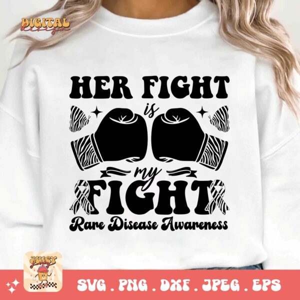 Her Fight Is My Fight Png Svg, Rare Disease Support Svg, Ehlers danlos Syndrome Png Cricut Designs, Zebra Ribbon Svg - Image 3