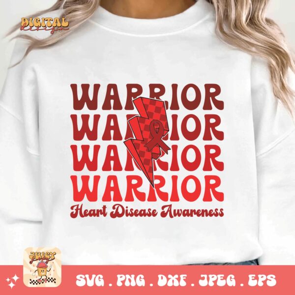 Heart Disease Awareness Png Svg, Heart Disease Warrior Png, Red Ribbon Svg Cricut Sublimation Design - Image 3