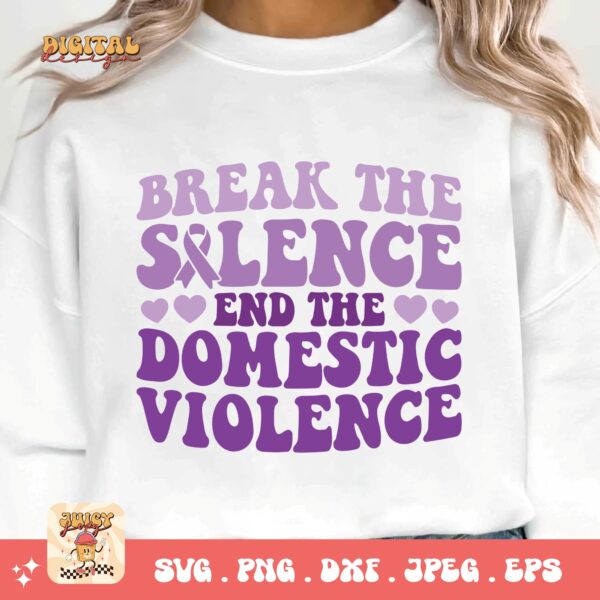 Domestic Violence Awareness Svg Png, Break The Silence End The Violence Domestic Svg, Domestic Abuse Svg Cricut File Sublimation - Image 3