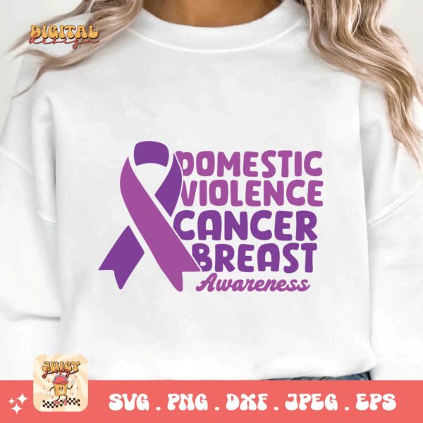 Domestic Violence Awareness Svg Png, Domestic Violence Breast Cancer Awareness Svg, Domestic Abuse Svg Cricut File Sublimation - Image 3
