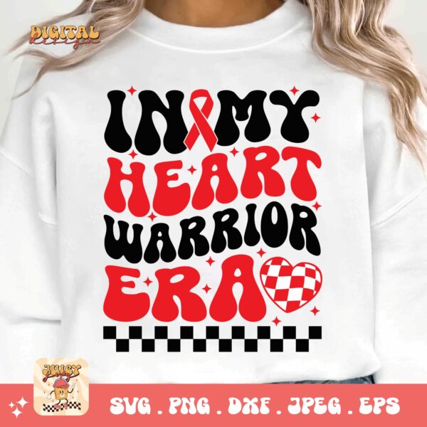 Heart Disease Awareness Png Svg, In My Heart Warrior Era Png, Red Ribbon Svg Cricut Sublimation Design - Image 3