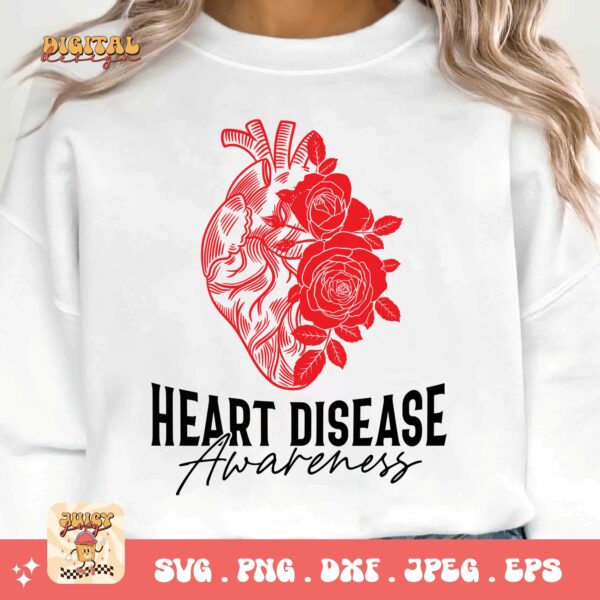 Heart Disease Awareness Png Svg, Heart Disease Awareness Png, Red Ribbon Svg Cricut Sublimation Design - Image 3