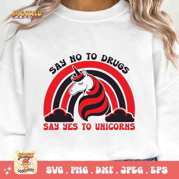 Red Ribbon Week Svg Png, Say No To Drugs Say Yes To Unicorns Svg, Drug Free Svg, Red Ribbon Awareness Svg Cricut Sublimation Design - Image 3