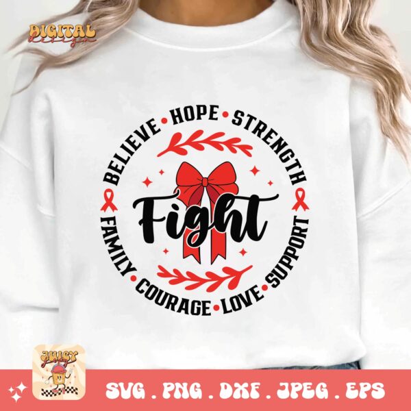 Red Ribbon Week Svg Png, Fight Believe Hope Strength Svg, Family Courage Love Support Svg, Drug Free Svg, Red Ribbon Awareness Svg Cricut - Image 3