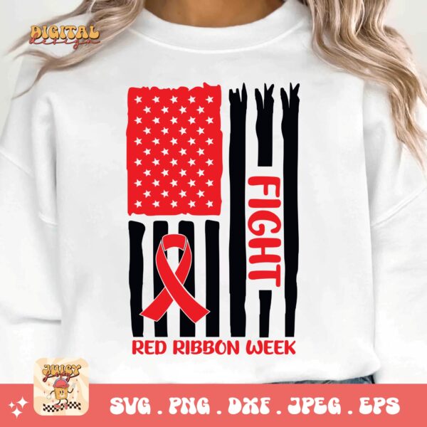 Red Ribbon Week Svg Png, Red Ribbon Week Flag Svg, Drug Free Svg, Red Ribbon Awareness Svg Cricut Sublimation Design - Image 3