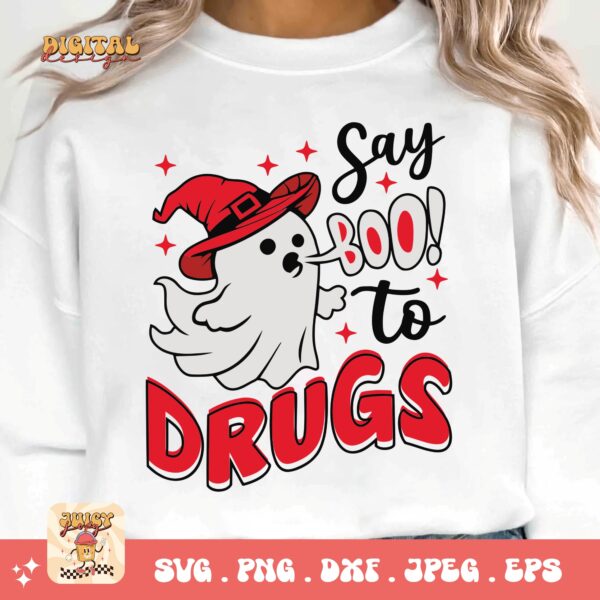 Red Ribbon Week Svg Png, Say Boo To Drugs Svg, Drug Free Svg, Red Ribbon Awareness Svg Cricut Sublimation Design - Image 3
