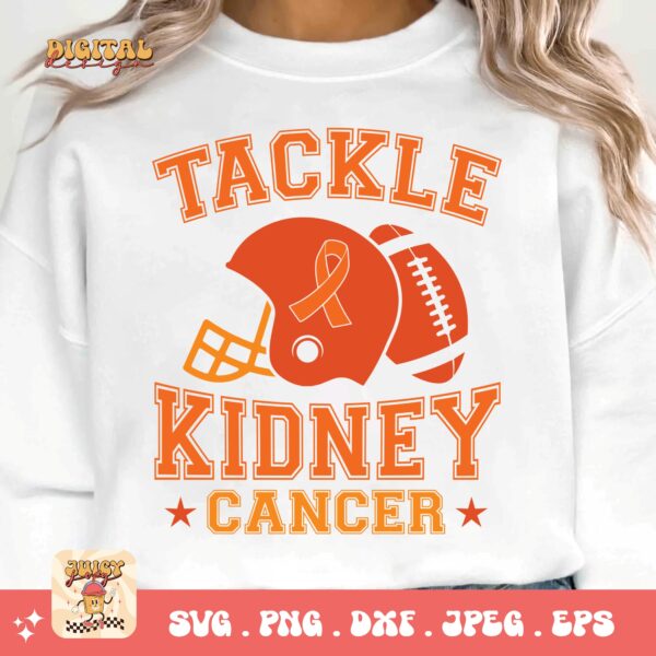 Kidney Cancer Awareness Png Svg, Tackle Kidney Cancer Svg Cricut, Orange Ribbon Png Sublimation Designs - Image 3