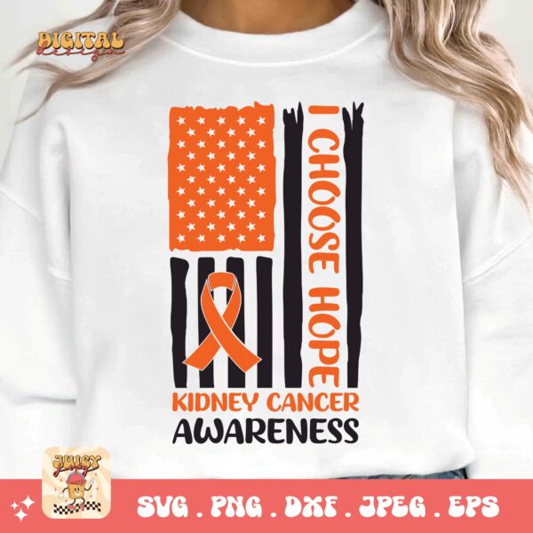 Kidney Cancer Awareness Png Svg, Kidney Cancer Flag Svg Cricut, Orange Ribbon Png Sublimation Designs - Image 3