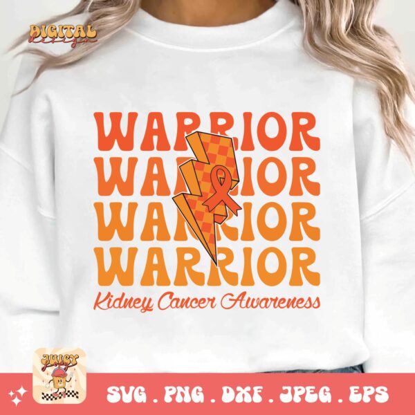 Kidney Cancer Awareness Png Svg, Kidney Cancer Warrior Svg Cricut, Orange Ribbon Png Sublimation Designs - Image 3