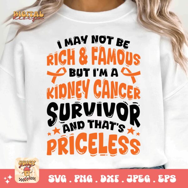 Kidney Cancer Awareness Png Svg, Kidney Cancer Survivor Sayings Svg Cricut, Orange Ribbon Png Sublimation Designs - Image 3