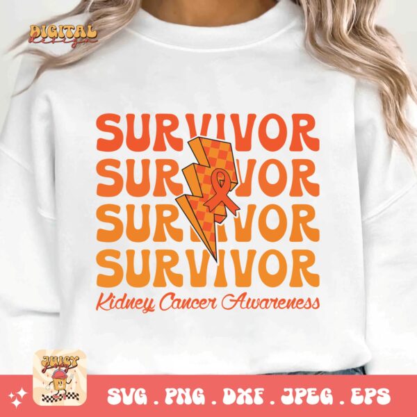 Kidney Cancer Awareness Png Svg, Kidney Cancer Survivor Svg Cricut, Orange Ribbon Png Sublimation Designs - Image 3