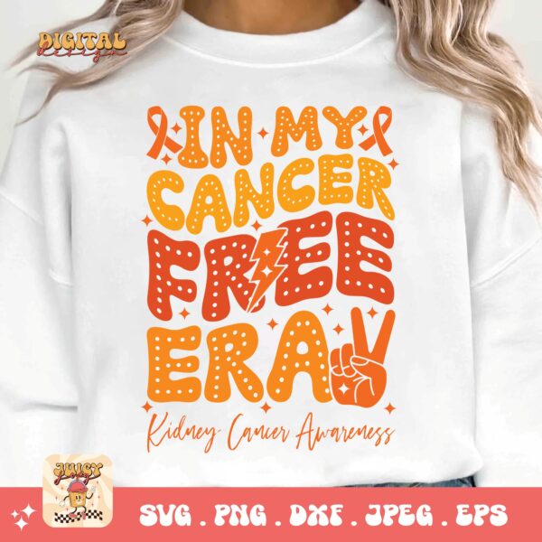 Kidney Cancer Awareness Png Svg, In My Cancer Free Era Svg Cricut, Orange Ribbon Png Sublimation Designs - Image 3