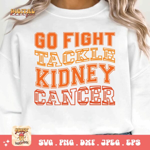 Kidney Cancer Awareness Png Svg, Go Fight Tackle Kidney Cancer Football Svg Cricut, Orange Ribbon Png Sublimation Designs - Image 3