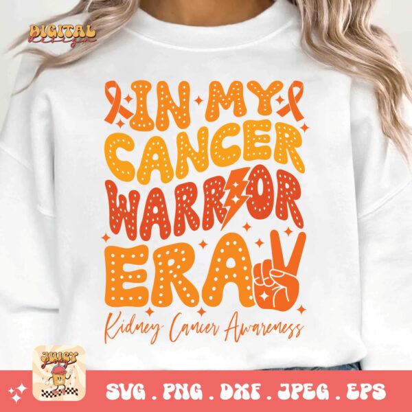 Kidney Cancer Awareness Png Svg, In My Cancer Warrior Era Svg Cricut, Orange Ribbon Png Sublimation Designs - Image 3