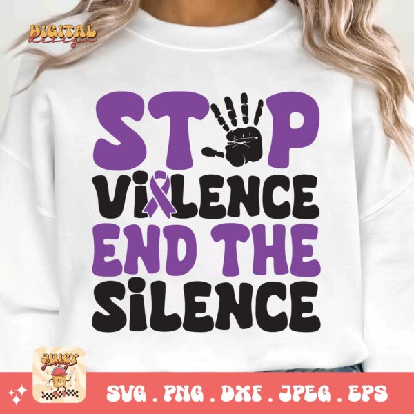 Domestic Violence Awareness Svg Png, Stop Violence End The Silence Svg, Domestic Abuse Svg Cricut File Sublimation - Image 3