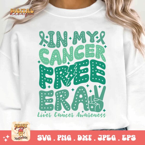 In My Cancer Free Era Svg, Liver Cancer Awareness Svg Png, Emerald Green Ribbon Svg Cricut Sublimation Design - Image 3